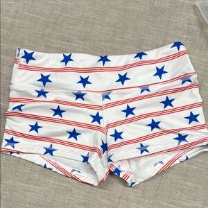 Women's Star Patterned Shorts - White and Blue